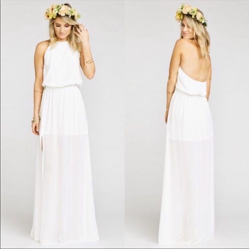 Show me your Mumu ivory crisp bridesmaids dress medium nwot wedding bride